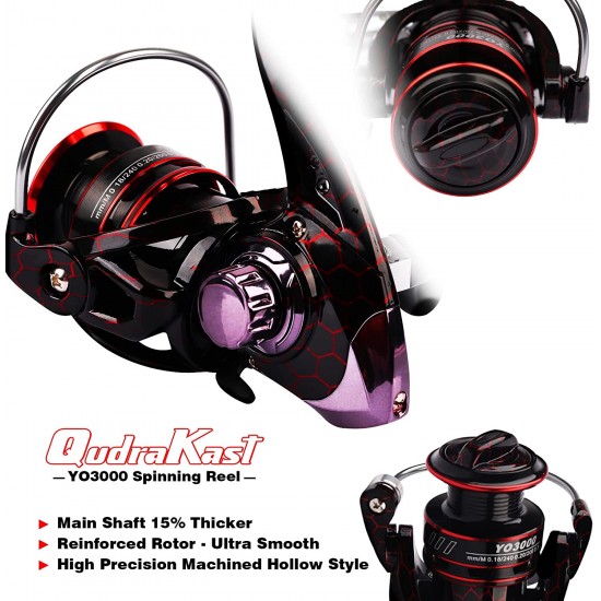 QudraKast Red One Fishing Rod and Reel Combos, High Carbon Fiber Telescopic Fishing Pole
