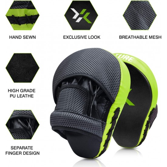 Xnature Green Essential Curved Boxing MMA Punching Mitts Boxing Pads