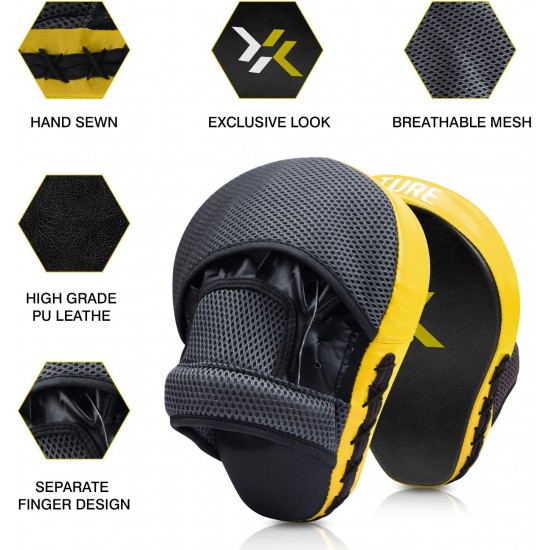Xnature Yellow Essential Curved Boxing MMA Punching Mitts Boxing Pads